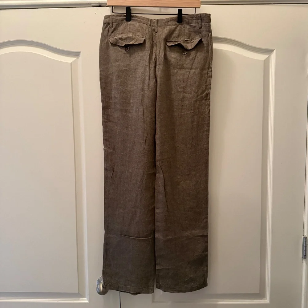 Marks and Spencer Collezione Brown Grey Linen Pants